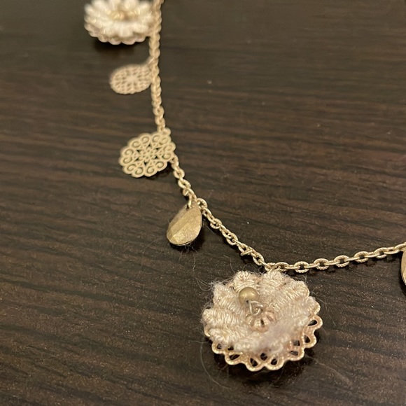Long Floral Gold Necklace - Picture 3 of 3